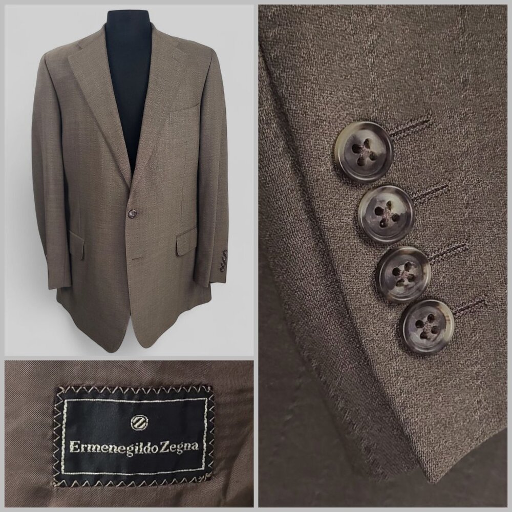 Vintage Ermenegildo Zegna Super 100's Wool 3 Button Sport Coat Blazer 46R